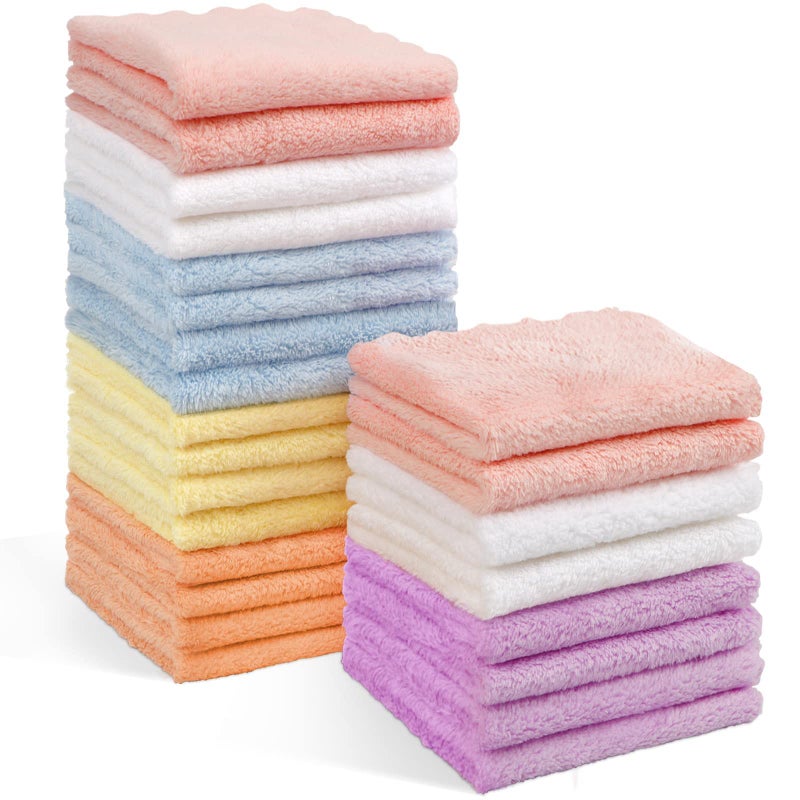 Orighty Baby Washcloths 24Pack 7x9 Microfiber Coral Fleece Baby Towels Super Soft and Absorbent Wash Cloths for Newborns Infants and Toddlers Gentle on Delicate Skin for Face Hands and Body