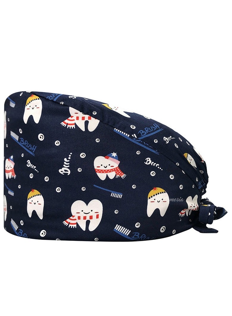 Gasin Pure Cotton Printed Nurse Cap Dental Surgery Cap Monitoring Puffy Cap  - Image 1