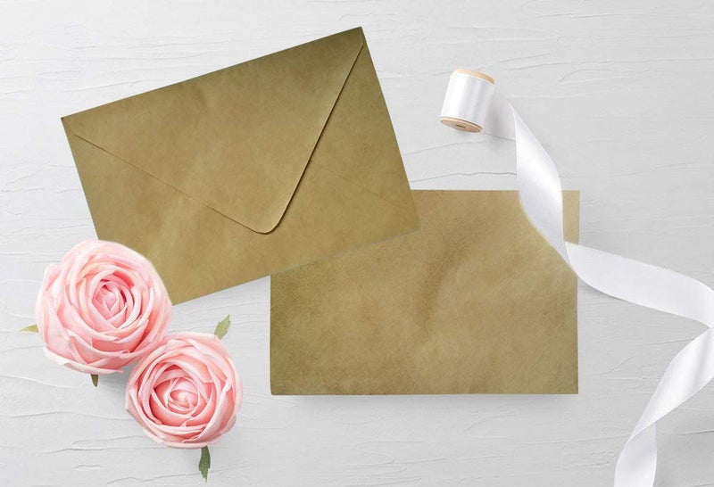 Accuprints Brown Envelopes Pack of 25 (5 x 7) inches | Unique design Texture Hand made Brown envelopes for wedding/party/office use/gift | Size 5 X 7 inches | Complimentary silver stickers for closur - Image 3