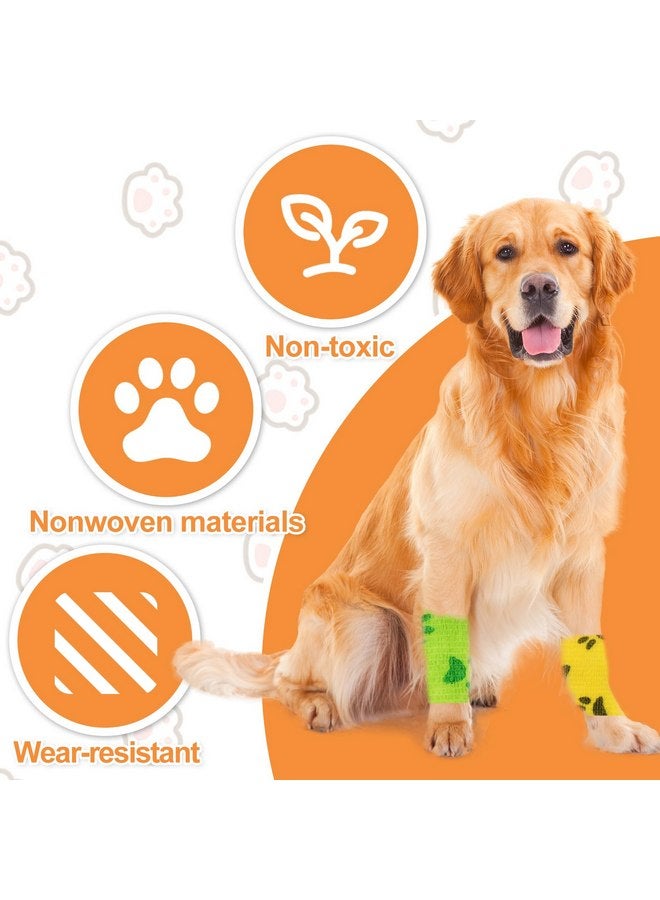 Kreyfer 6 Roll 2 Inch x 5 Yards Paw Print Pet Vet Wrap for Dogs Cats, Cohesive Bandages in Bulk, Colorful Non-Woven Self Adhesive Bandages Wrap Roll for Pet Animals Wound Care, Ankle Sprains and Swelling - Image 4