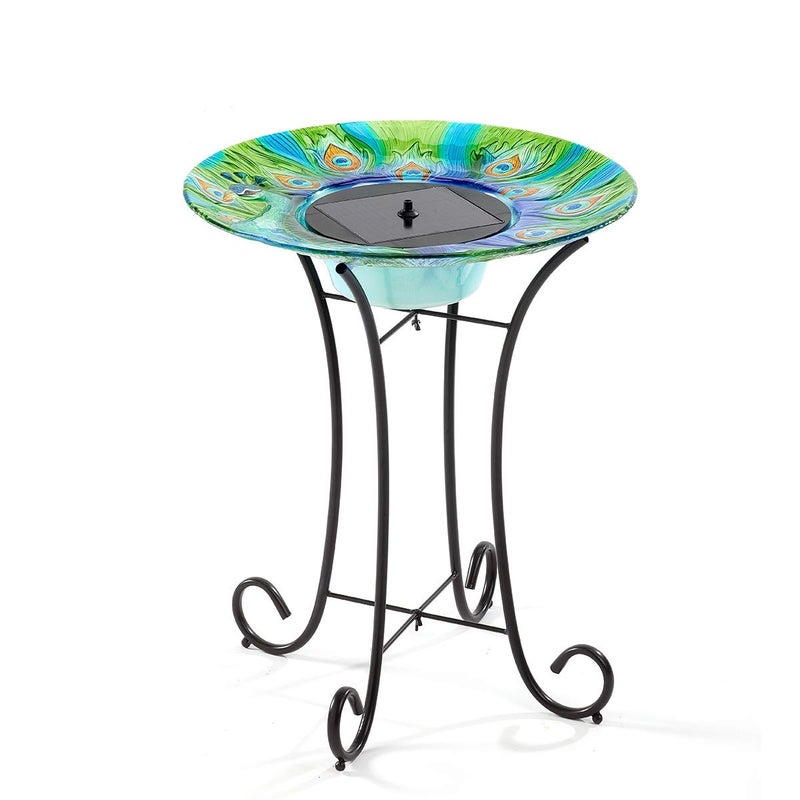 Smart Solar Smart Solar 20221R01 Argus Peacock Glass Solar Birdbath With Patented Underwater Integral Solar Panel and Pump System 