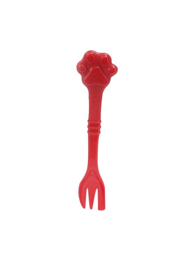 Kunhe Pet Dog Cat Feeding Scooping Can Tin Food Fork Mixing Spoon Red 7.48Inch - Image 1