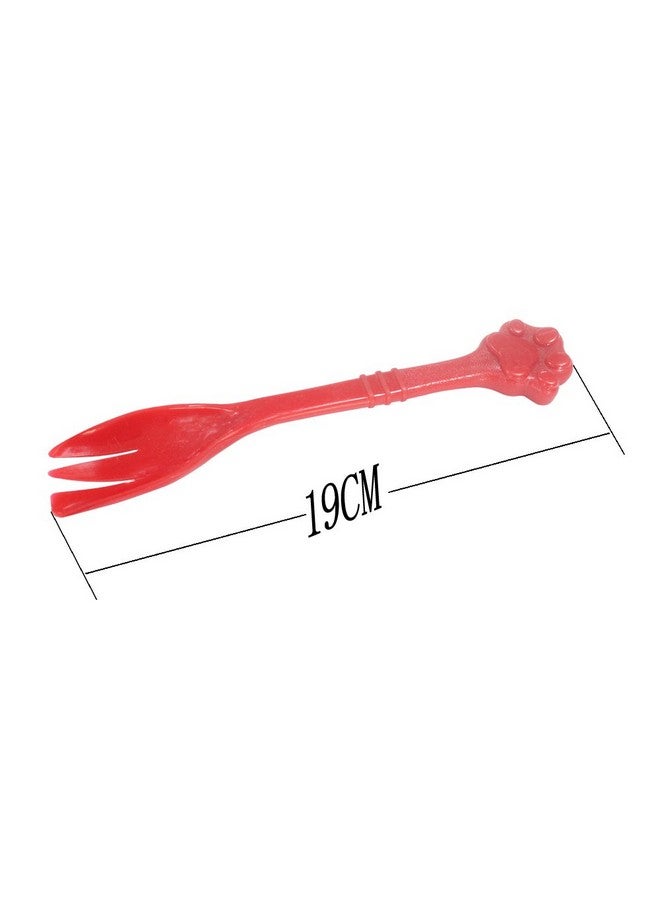 Kunhe Pet Dog Cat Feeding Scooping Can Tin Food Fork Mixing Spoon Red 7.48Inch - Image 3
