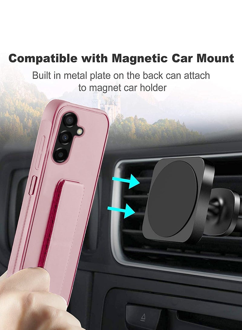 Wtech Hand Grip And Multi Stand Magnetic Car Mount Kickstand Finger Strap Case Cover For Samsung Galaxy S24 5G 2024 Pink - Image 3