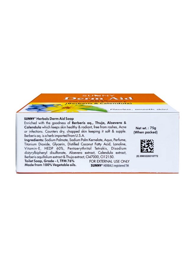 صني صابون Derm Aid غني بفوائد الثوجا والصبار والآذريون لعلاج الطفح الجلدي والبشرة الخالية من العدوى | يعالج البشرة الجافة والمتشققة ويحافظ على صحة البشرة وإشراقها للرجال والنساء 75 جرام (عبوة من 6 قطع)  - Image 2