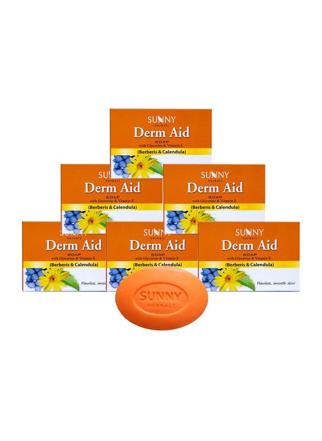 صني صابون Derm Aid غني بفوائد الثوجا والصبار والآذريون لعلاج الطفح الجلدي والبشرة الخالية من العدوى | يعالج البشرة الجافة والمتشققة ويحافظ على صحة البشرة وإشراقها للرجال والنساء 75 جرام (عبوة من 6 قطع)  - Image 1
