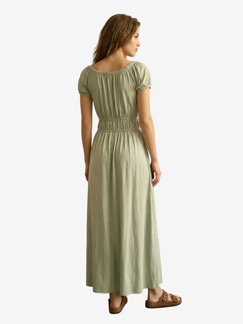 My Fashion Mint Green MY FASHION Square-Neck Maxi Dress With Tie Detail for Women | Best Price UAE