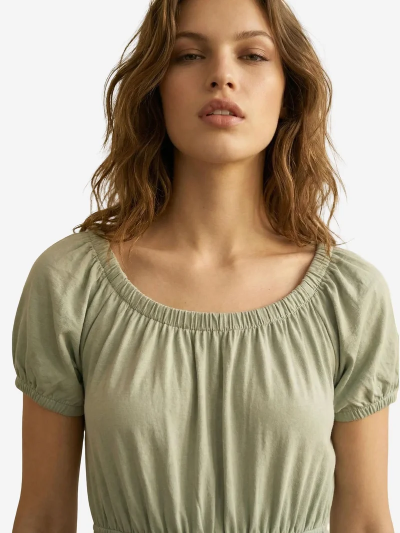 My Fashion Mint Green MY FASHION Square-Neck Maxi Dress With Tie Detail for Women | Best Price UAE