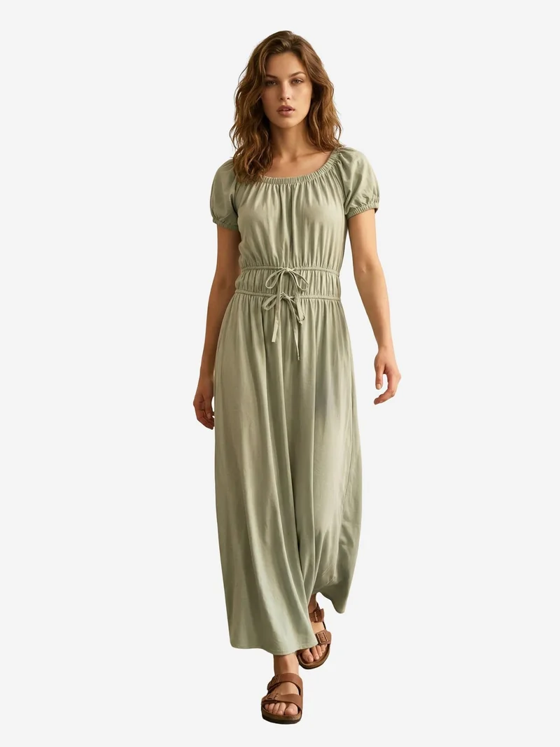 MY FASHION MY FASHION Square-Neck Maxi Dress With Tie Detail