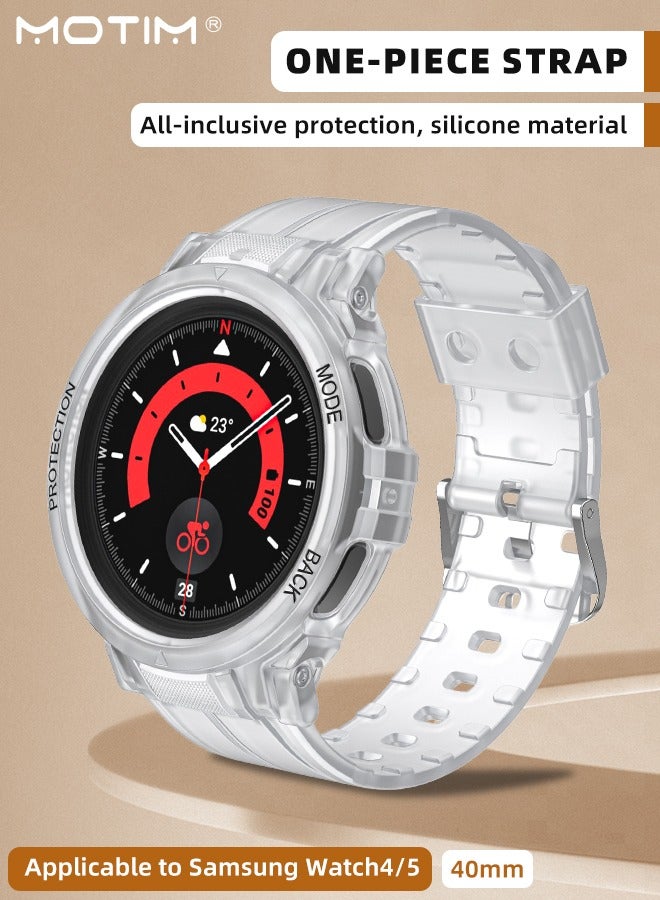 Motim Watch Band with Case for Samsung Galaxy 5/5 Pro/4 40mm, Shockproof Rugged Band Clear Sport Replacement Strap with Bumper Case for Galaxy Watch 5/4, Men Women  - Image 2