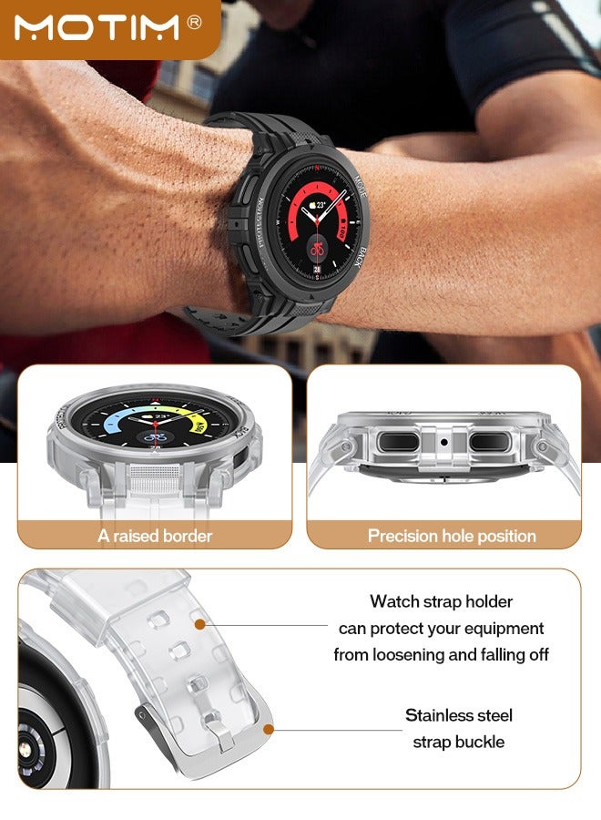 Motim Watch Band with Case for Samsung Galaxy 5/5 Pro/4 40mm, Shockproof Rugged Band Clear Sport Replacement Strap with Bumper Case for Galaxy Watch 5/4, Men Women  - Image 3