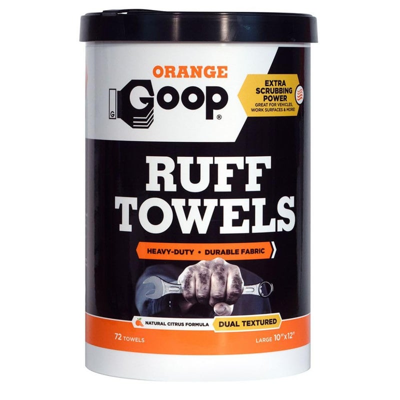 GOOP Orange Heavy Duty Ruff Towels with Scrubbing Power, 10â€ x 12â€ Dual Textured Multi-Purpose Cleaning Wipes, Removes Dirt, Grease, Oil, 72 Count - Image 1