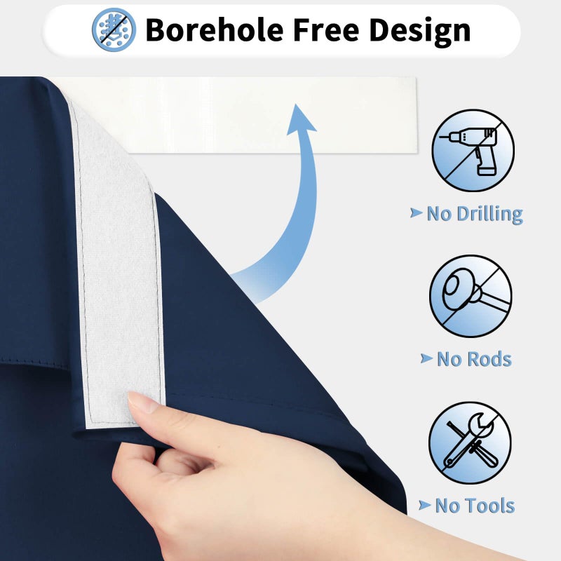 OutdoorLines خطوط خارجية لاء الستائر الفرنسية الباب الستائر الخصوصية المعزولة الحرارية معزولة الظلال الزجاجية سهلة تثبيت نافذة تريشيا الظل الستار الباب الأمامي W26 X L40 بوصة البحرية 2 لوحات - Image 2