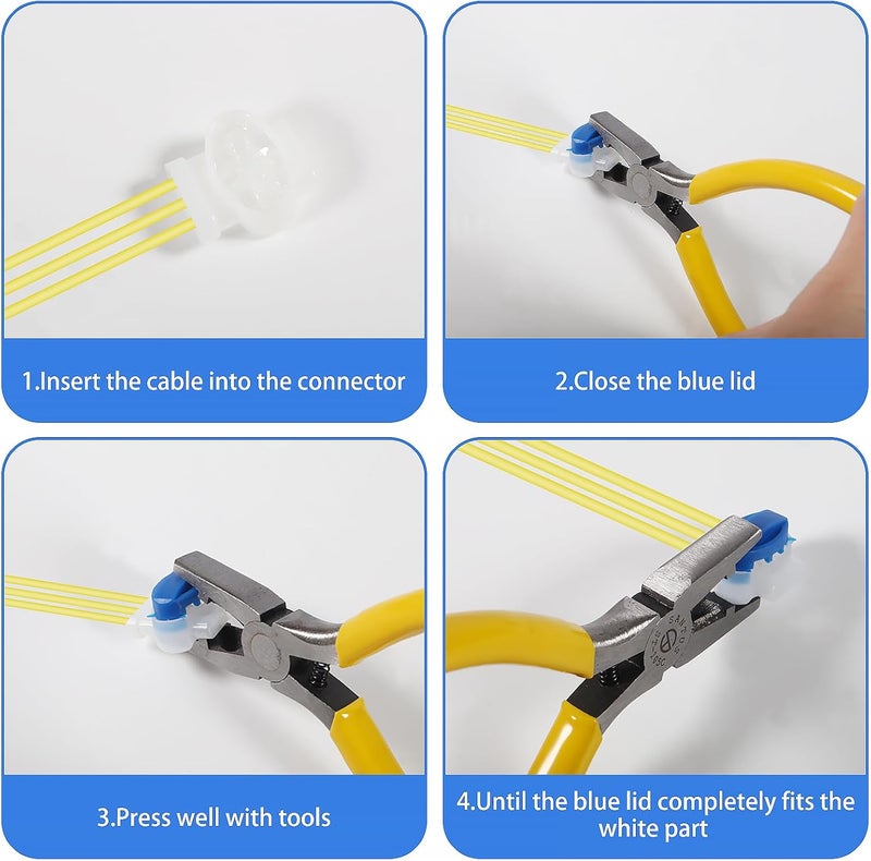 MELIFE 20pcs Electrical IDC 314BOX Wire Connectors with Crimping Pliers 3 Way Wire Connectors for 2214 AWG SelfStripping Pigtail Connectors for Robotic Lawn Mowers Irrigation Applications - Image 4