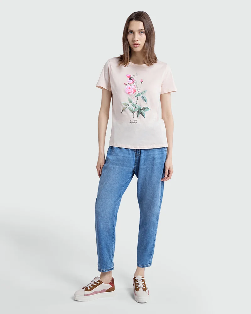 Ovs Light Pink Graphic Tee By Woman