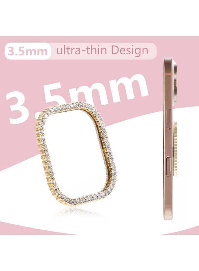 2pcs Stick On Phone Back Mirror, Square Mirror with Gold Zinc Alloy Frame Self Adhesive for Mobile Phone Case - Image 5