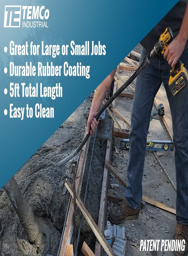 TEMCo Industrial Cordless Concrete Vibrating Tool, Drill-powered Concrete Vibrator - Image 5
