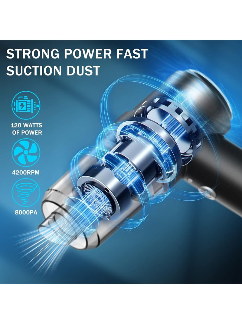 MODERN HOME Car Vacuum Cleaner Cordless, Portable Handheld Vacuum Air Duster, 9000PA/120W Powerful Suction, Suction And Blow 2 In 1, With LED Light For Car/Home/Office/Pet, USB Rechargeable - Image 2