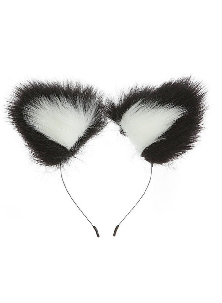 Handmade Soft Fur Cat Ears Headwear Headband and Fox Tail Anime Fancy Dress Party Supplies  - Image 2