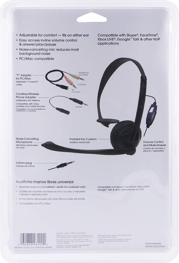 Power Gear Universal Over the Ear Headphones, All In One, Wired, Noise Canceling Microphone, Work From Home, Music, Gaming, Works for iPhone Android PC Mac, Skype Zoom Teams Discord VoIP, Black, 98999 - Image 5
