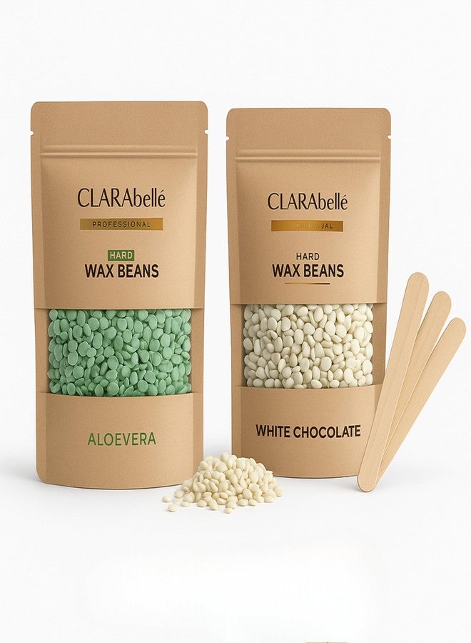 CLARABELLE PROFESSIONALS Unisex Adult Hair Removal Brazilian Hard Wax Beans For Face, Eyebrow, Back, Chest, Bikini Areas, Legs, Arms and Beards (50 GM, Aloe Vera + White Chocolate) - Image 1