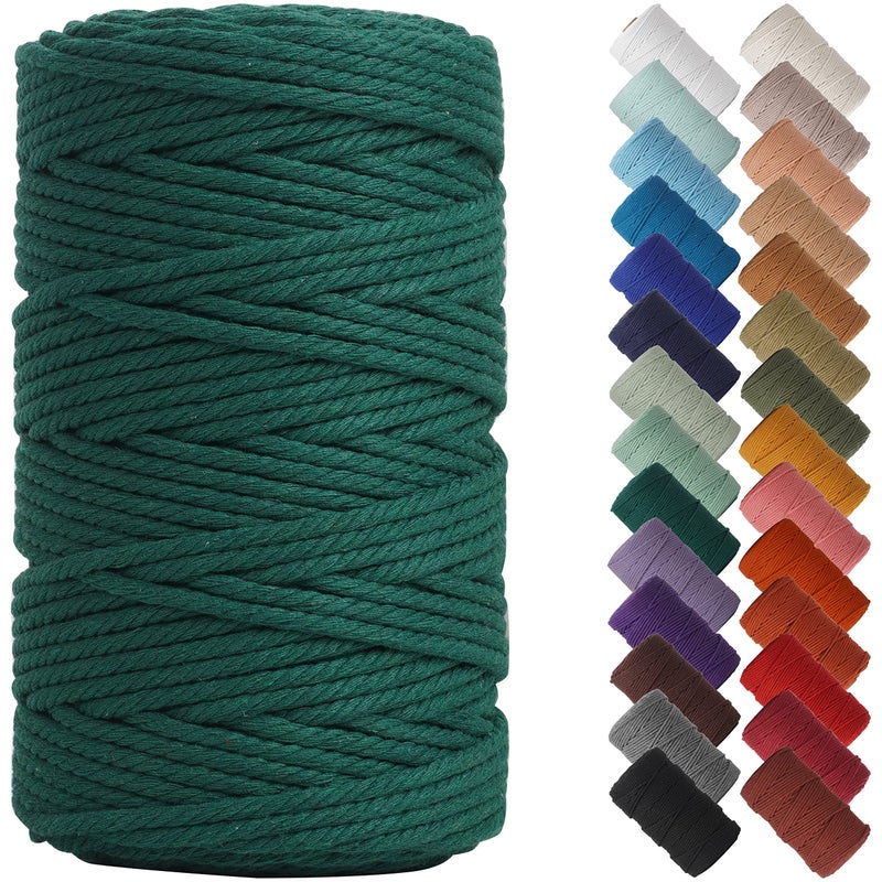 NOANTA Dark Green Macrame Cord 4mm x 109yards Colored Macrame Rope Cotton Cord Macrame Yarn Colorful Cotton Craft Cord for Wall Hanging Plant Hangers Crafts Knitting - Image 3