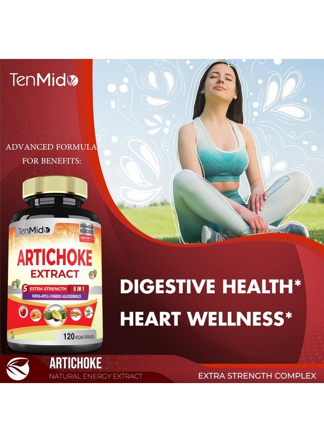 Tenmido Artichoke Supplement Extract Capsules, 4 Months Supply with Papaya, Apple Pectin, Turmeric Curcumin, Bladderwrack - Supports Digestion Function - 120 Vegan Capsules - Image 5
