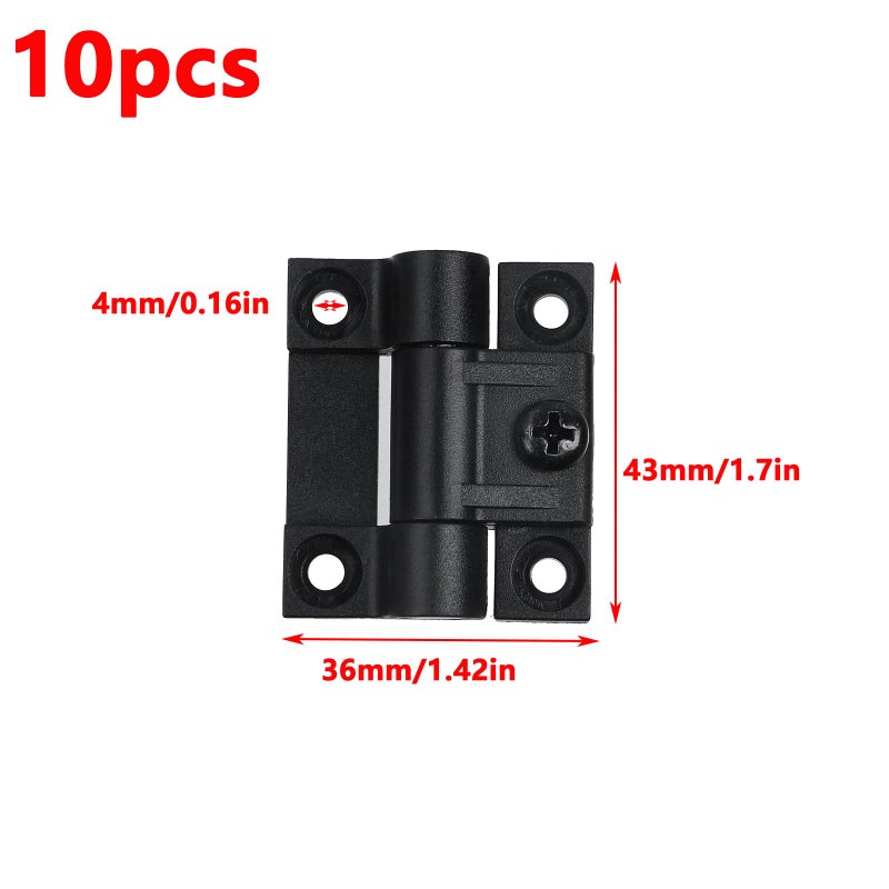 Antrader 10 Pack 43Mmx36Mm 4 Countersunk Holes Plastic Adjustable Torque Position Control E6-10-301-20 Series Hinge Black Door Hinges - Image 2