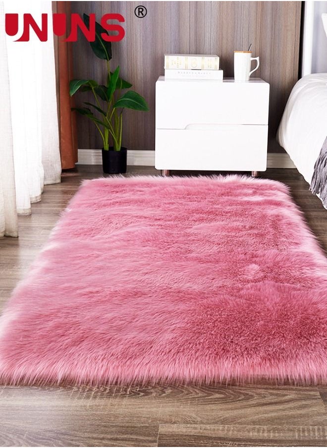 UNUNS Faux Fluffy Area Rugs For Bedroom,Luxury Ultra Soft Plush Carpet For Kids Room Home Decor Living Floor Mat,Rectangle,40x120cm  - Image 1