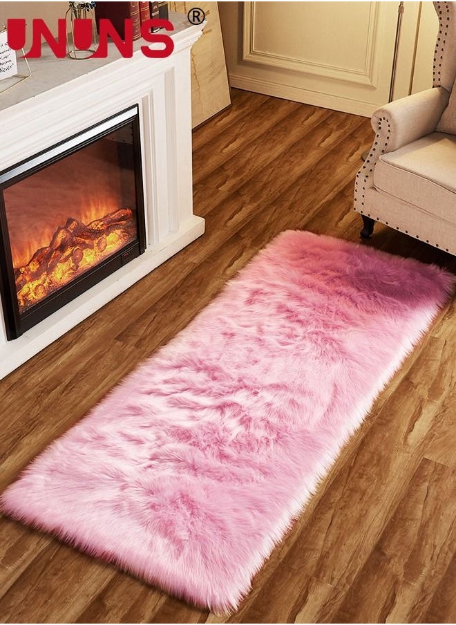 UNUNS Faux Fluffy Area Rugs For Bedroom,Luxury Ultra Soft Plush Carpet For Kids Room Home Decor Living Floor Mat,Rectangle,40x120cm  - Image 2