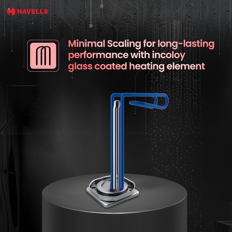 Havells Havells Adonia Plus 25 Litre Storage Water Heater Faster heating Glass Coated Tank Incoloy Glass Coated Heating Element Free Flexi Pipes Installation Shock Safe Plug With Remote White  - Image 5