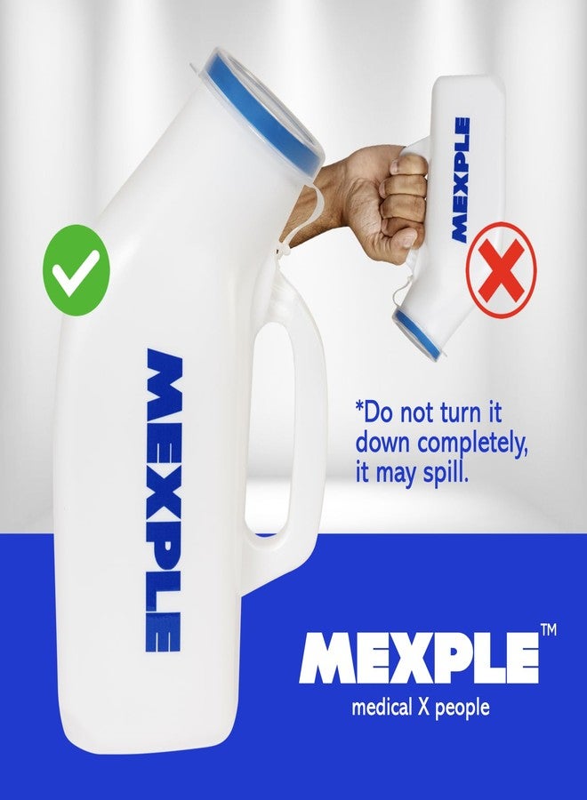 MEXPLE UroTank Male Urinal Pot, Urinal For Men, Pee Funnel, Portable & Safe Medical Grade Urine Pot With 1200ml Capacity, Urine Bottle For Patients, White - Image 4