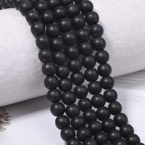 NITOPUPU 100Pcs 10mm Matte Black Onyx Agate Beads for Jewelry Making, Natural Round Loose Gemstone Stone Bead for Necklace Bracelets, Crafts for Adults with Crystal Stretch Cord - Image 4