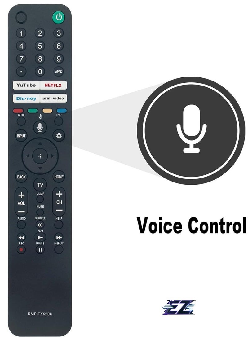 PopZa Replacement Voice Remote Control RMF-TX520U Compatible with Sony OLED 4K HD HDR TV KD-32W830K KD-43X80J KD-43X85J KD-50X80J KD-50X85J KD-55X75K KD-55X80CJ KD-55X80J KD-55X85J KD-55X85J KD-65X75K KD-65X80CJ with battery - Image 2