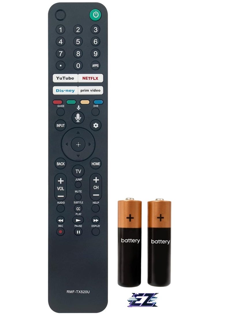 PopZa Replacement Voice Remote Control RMF-TX520U Compatible with Sony OLED 4K HD HDR TV KD-32W830K KD-43X80J KD-43X85J KD-50X80J KD-50X85J KD-55X75K KD-55X80CJ KD-55X80J KD-55X85J KD-55X85J KD-65X75K KD-65X80CJ with battery - Image 1
