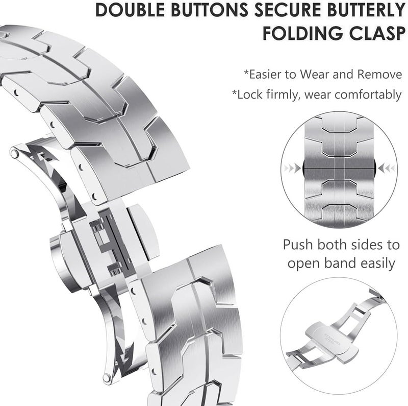 DEALELE Strap Compatible with Samsung Gear S3 / Galaxy Watch 46mm / Galaxy 3 45mm, 22mm 15-Rows Stainless Steel Metal Replacement Bands for Huawei Watch 3/3 Pro / GT3 46mm / GT2 46mm - Image 5