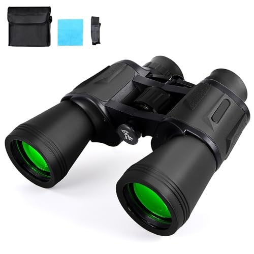 Sounce 10x50 Binoculars for Long Distance | HD Binocular for Adults | BAK4 Prism FMC Green Coated | Bird Watching Wildlife Safari Hiking | Wide Eyepiece Durbin with Pouch (Black) - Image 1