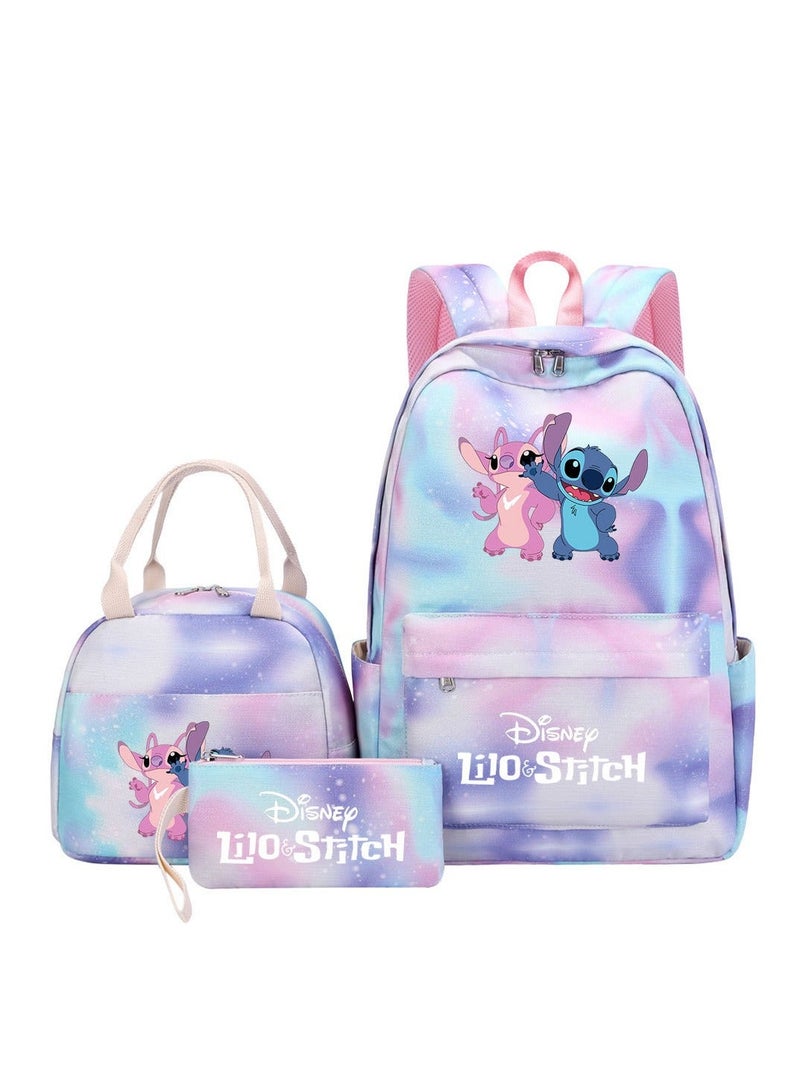 Stitch Printed Three Piece Set Backpack