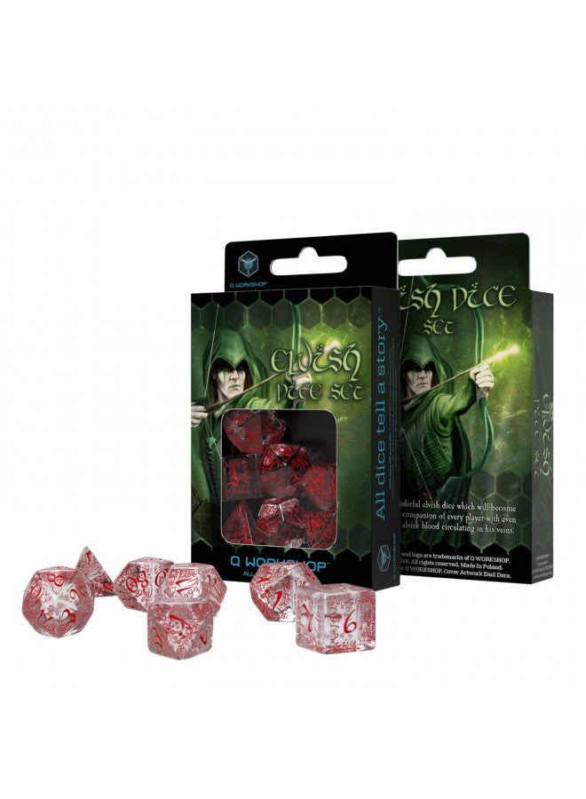 Q Workshop Elvish Dice Transparent/Red (7) Board Game, Multicolor - Image 2