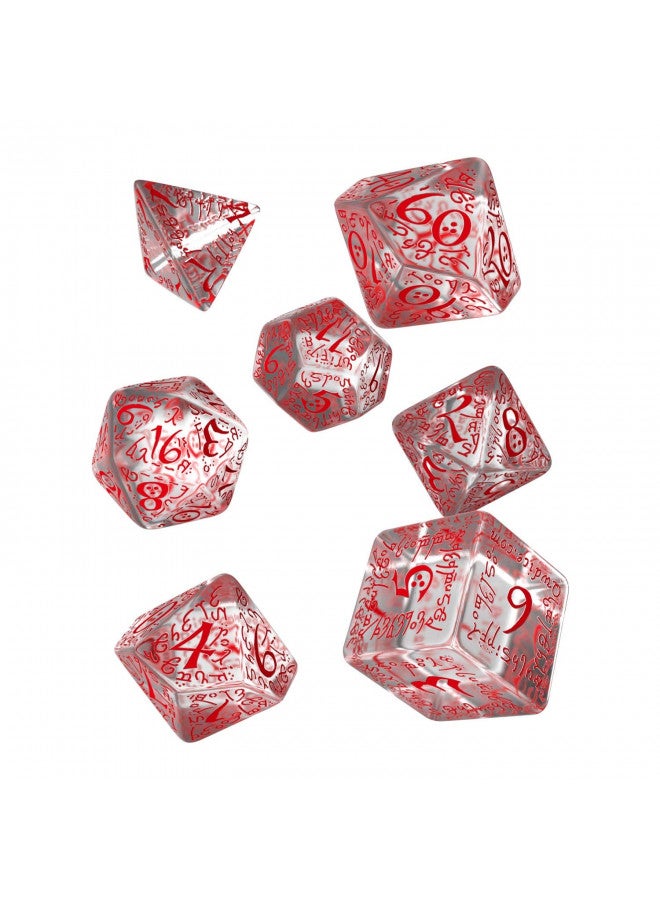 Q Workshop Elvish Dice Transparent/Red (7) Board Game, Multicolor - Image 1