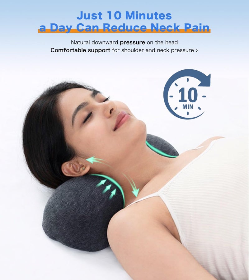 COIF Premium Memory Foam Cervical Neck Pillow for Sleeping | Orthopedic Contour Pillow for Neck Pain Relief | Supports Spine Alignment | Ideal for Back & Side Sleepers 14x7.5x3.5 Inch (White-Sky Blue) - Image 2
