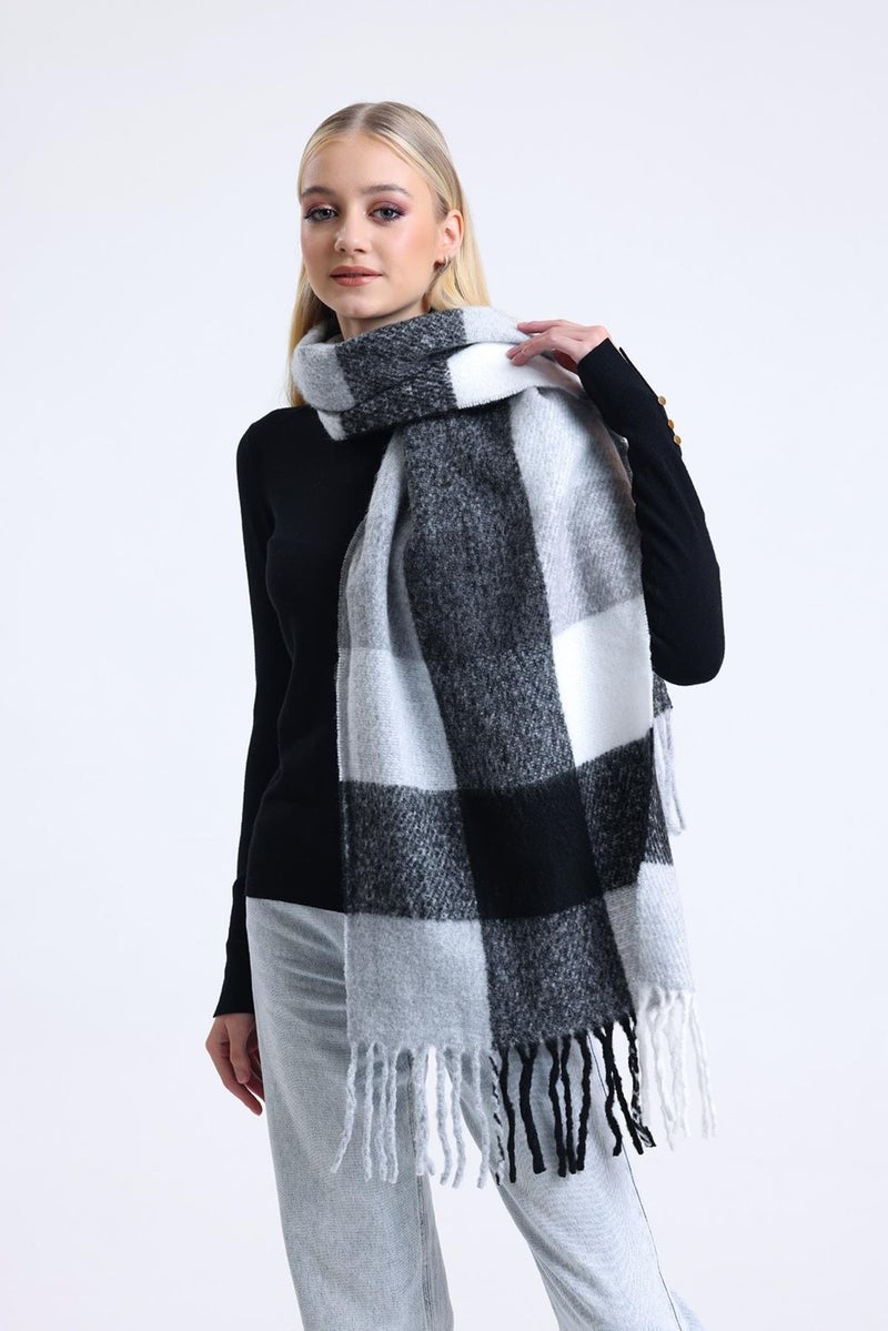 Saria Moda Saria Fashion Square Pattern Women's Shoulder Shawl 45x200  - Image 3