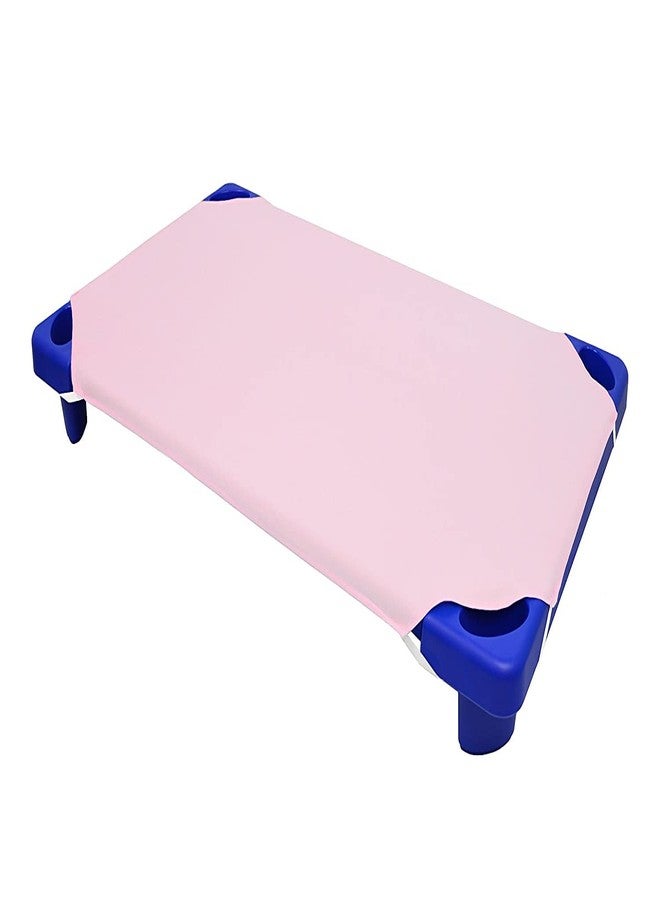 COTTON SHEET 600 Thread Count, Toddler Cot Sheets with Corners Elastic, Standard Mat Size Day-Care/Pre-School 100% Egyptian Cotton Kids Nap Time Fitted Sheets, Pink Solid (23" WX52 L) Pack of 10 - Image 1
