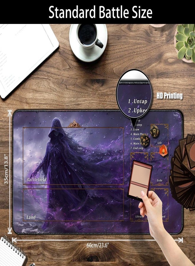 Cleaneat MTG Playmat with Portable Playmat Tube, TCG Playmat 24""x14"" with Battle Zone, Magic Playmat Commander Deck Gaming Mat for Beginner (Necromancer) - Image 3