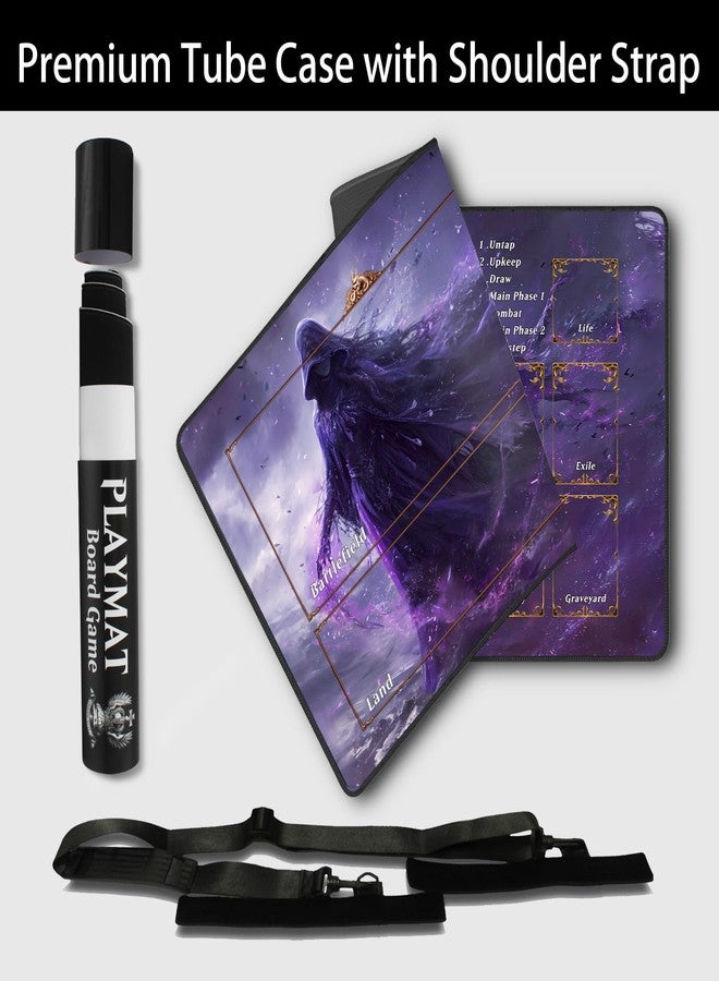 Cleaneat MTG Playmat with Portable Playmat Tube, TCG Playmat 24""x14"" with Battle Zone, Magic Playmat Commander Deck Gaming Mat for Beginner (Necromancer) - Image 2