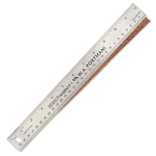Breman Precision Metal Ruler 12 Inch Cork Back - Straight Edge 12 inch Flexible & Non-Slip Stainless Steel Metal Ruler with Cork Backing - Imperial & Metric Graduations for Precision Measuring - Image 1
