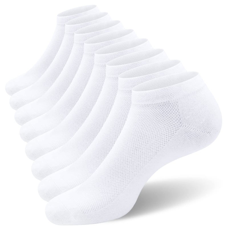 SIXDAYSOX 8 Pack Mens Ankle Socks Low Cut Comfort Casual Socks Size 13-15 Pure White - Image 1