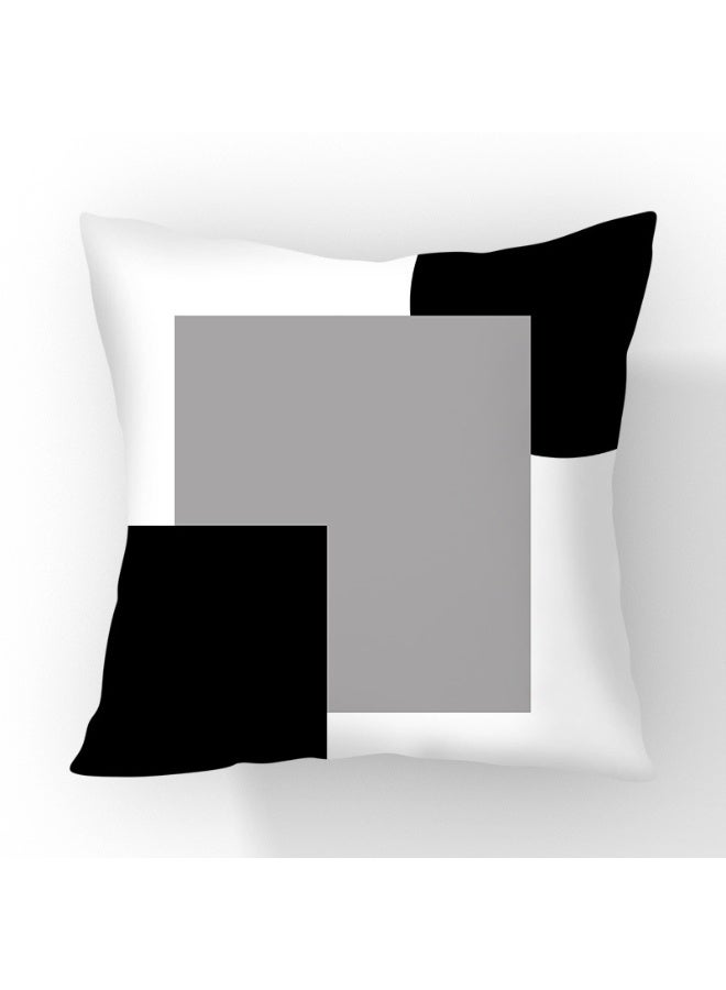 4 Pack Linen Square 18x18 Inch Throw Pillow Covers - Black Grey Modern Geometric Cushion Covers, Sofa Cushions - For Sofa Pillows, Pillow Covers, Pillows - Image 4