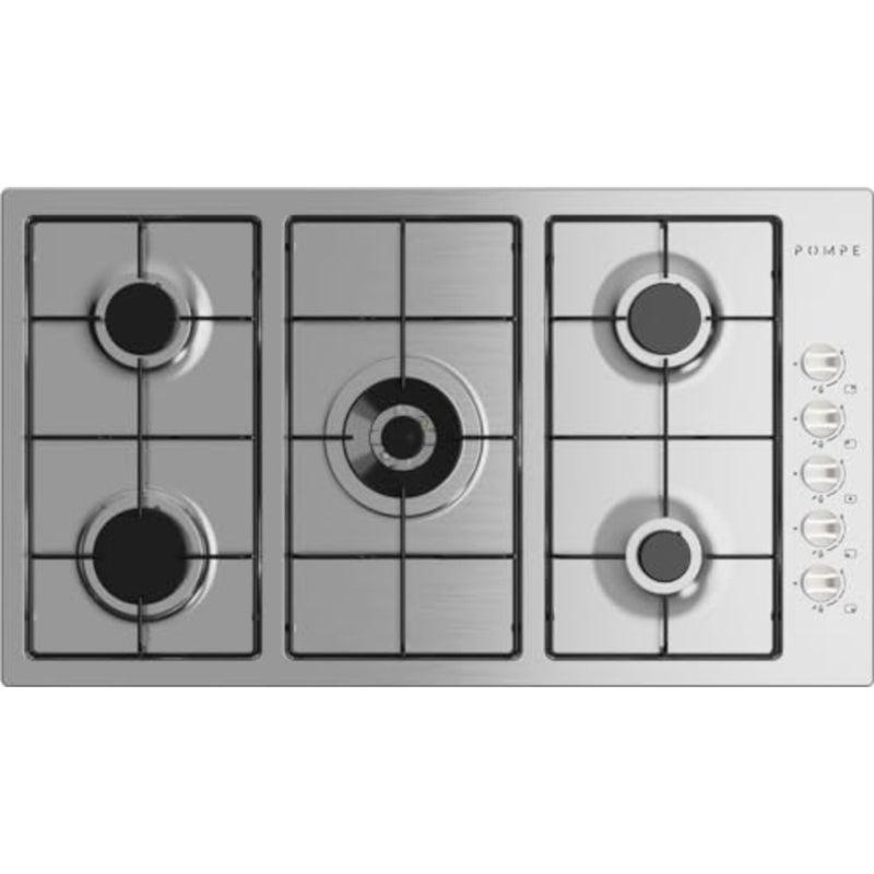 Gas cooktop 90 cm, 5 burners, lightweight mesh, triple-ring burner with automatic ignition, safety valve, side knobs, Italian-made - Image 2