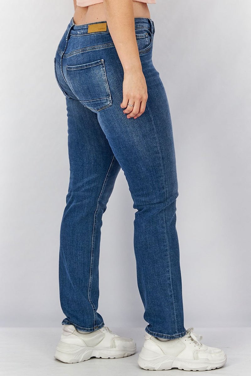 ESPRIT Women Straight Fit Wash Blue Stretchable Denim Jeans, Navy Blue - Image 3